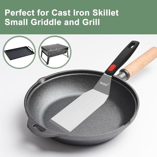 Beijiyi 4-Piece Metal Spatula for Cast Iron Skillet, Sturdy Stainless Steel