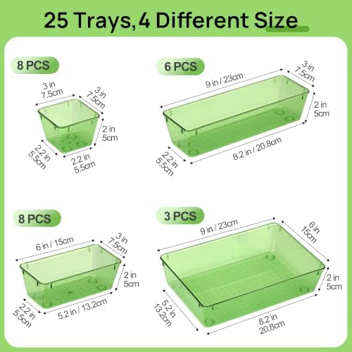 Vtopmart 25 Pack Plastic Drawer Organizers with Anti-slip Rubber Pads