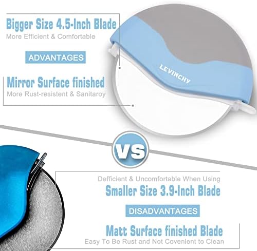 Pizza Cutter Wheel, Detachable Blade Easy to Clean, Ergonomic Pizza Slicer Cutter with Protective Blade Cover, Large Size, Blue