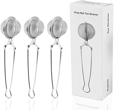 Snap Ball Tea Strainer, Exptolii 3 Pack Stainless Steel Tea Infuser Filter with Handle for Loose Leaf Tea, Spices, Seasonings