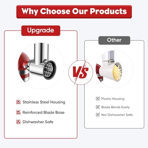 InnoMoon Stainless Steel Slicer Shredder Attachment for KitchenAid Mixer