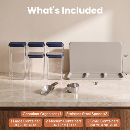 SMIRLY Glass Airtight Food Storage Containers with Pop Lids - Blue