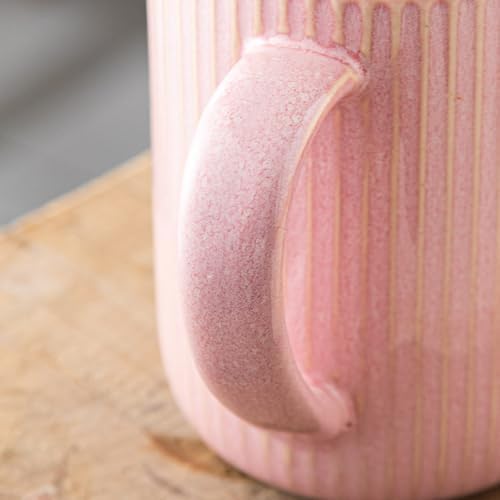 Yundu 15.5oz/470ml Flambe Pink Ceramics Teacups with Infuser and Lid, Loose Leaf Tea Cup