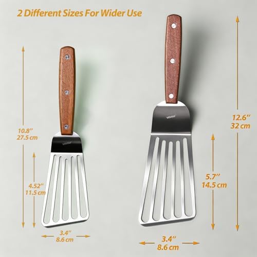 Offset Fish Spatula Turner Set, Slotted Metal Spatulas 11 Inch & 13 Inch