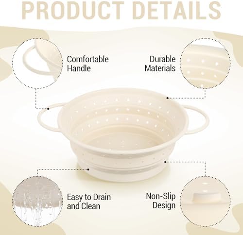 3 Pack Collapsible Colander with Strainer Bowl Set,White