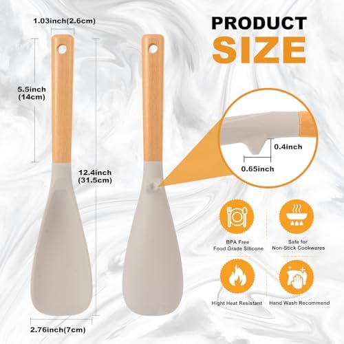 2 Pack Silicone Cooking Spoon for Nonstick Cookware, Silicone Spatula Spoon
