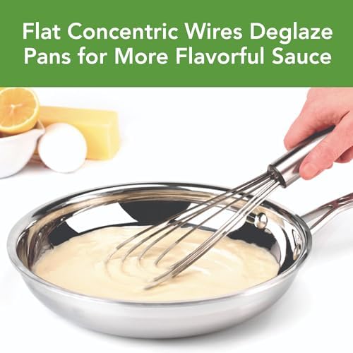 Tovolo Flat Whisk Stainless Steel 10” Gravy Whisk for Sauces Roux Batters, Large Kitchen Classic Dishwasher Safe Flat Bottom Whisker for Cooking Blending Mixing Stirring Whipping Beating Whisking