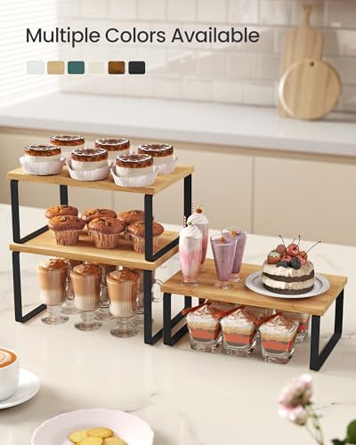 SONGMICS Cabinet Organizer Shelf, Set of 3 Spice Rack, Kitchen Storage