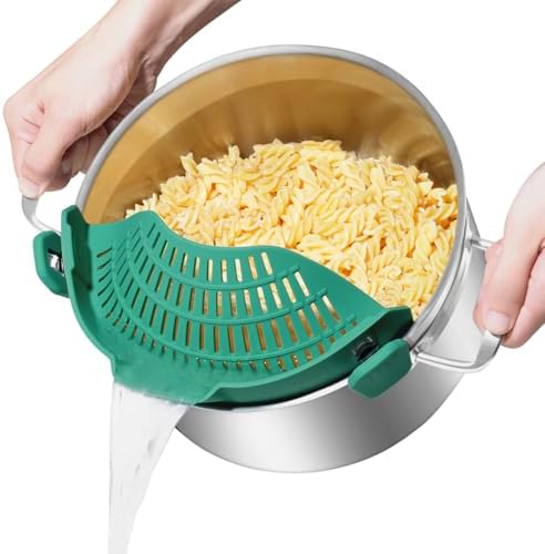 AUOON Pot Strainer Clip on Silicone, Large 10.45 x 4.33 in, Sea Blue