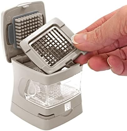 Garlic-A-Peel Garlic Press, Crusher, Cutter, Mincer, and Storage Container - Includes Silicone Garlic Peeler - Easy to Clean - Stainless Steel Blades – (Cream), standard