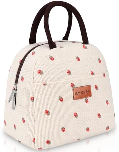 BALORAY Lunch Bag for Women Men Adult Lunch Box (Corduroy Strawberry), M