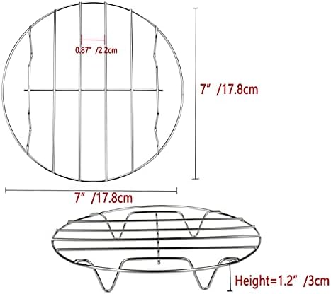 TamBee 7 Inch Round Cooking Rack Air Fryer Rack Cooking Steaming 304 Stainless Steel Round Rack Cross Wire w Stand Cookware for Air Fryer Pressure Cooker Canning 2Pcs(2,7Inch)