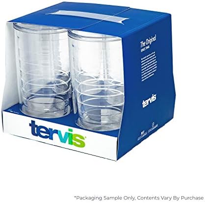 Tervis Clear & Colorful Tabletop Made in USA Double Walled Insulated Tumbler Travel Cup Keeps Drinks Cold & Hot, 16oz - 4pk, Clear