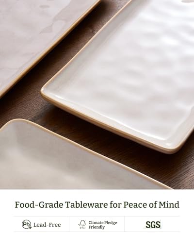 Famiware Serving Platters Set of 3 Sizes - Rectangular, Cappuccino White