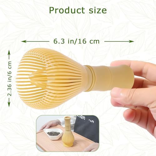Matcha Whisk, Reusable Plastic Ceramic Matcha Whisk Easy to Clean Stirring Tool for Japanese Matcha Green Tea Ceremony (Yellow)