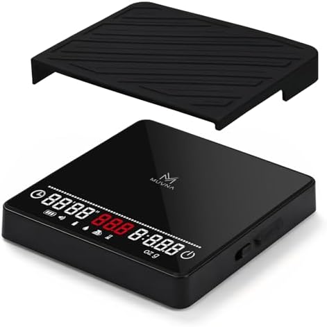 Espresso Mini Coffee Scale with Timer & Flow Rate Indicator - 2kg/0.1g Precision Digital Scale with Waterproof Silicone Mat for Pour Over, Coffee Bean Weight, Kitchen, Black