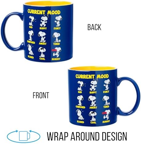 Silver Buffalo Peanuts Snoopy Current Mood Emotions, Ceramic Mug, 20 Ounces (Pack of 12)