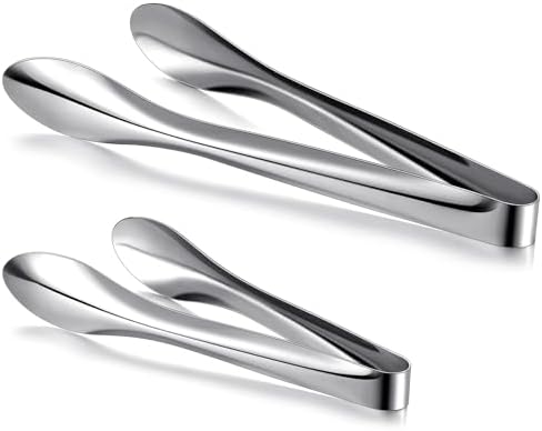 2 Pack Silver Polished Serving Tongs 9 Inch,12 Inch