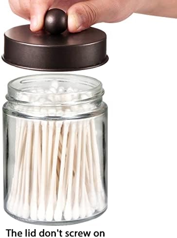 Amolliar Glass Apothecary Jar Qtip Holder Metal Lids 4pc/Bronze