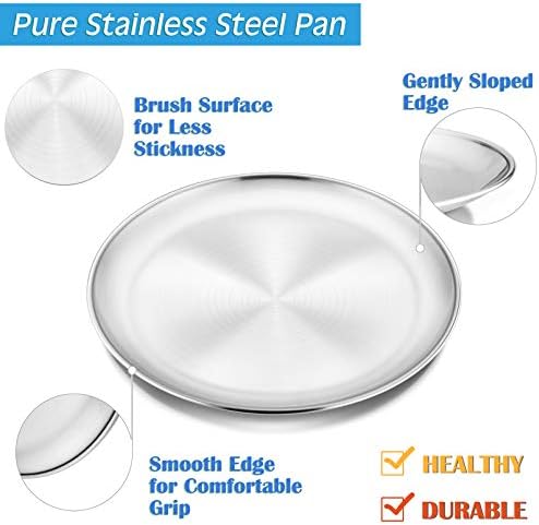 P&P CHEF Pizza Pan Set of 2, 10 Inch Stainless Steel Pizza Tray, Silver