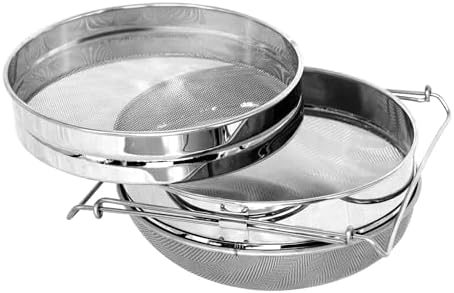 BeeCastle Double Sieve Honey Strainer, Stainless Steel Honey Strainer Honey Filter Honey Extractor Equipment for 5 Gallon Bucket, Honey Harvesting Tool for Beekeeping