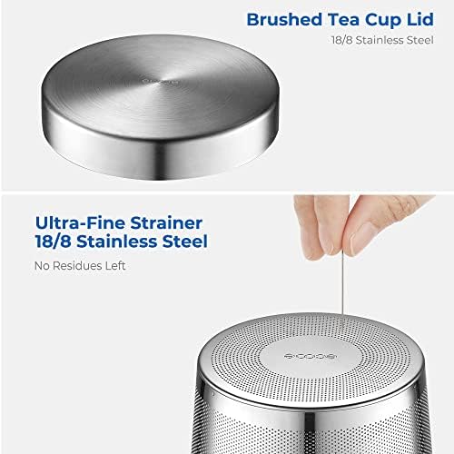 ecooe 16.9oz Glass Tea Cup with Infuser and Lid 430ml(Use Capacity), Clear