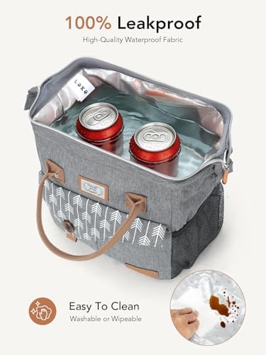 Lekesky Insulated Lunch Bag Portable Lunch Bag for Women Work-15L, Grey