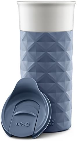 Ello Ogden BPA-Free Ceramic Travel Mug with Lid, Evening Blue, 16 oz