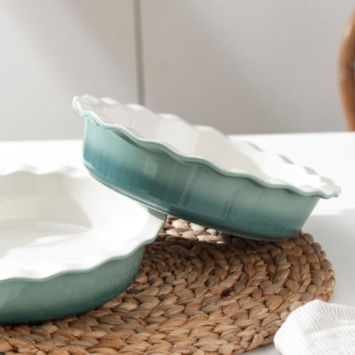 LarqeeWare Ceramic Pie Dish, 9 inch Pie Pan for Baking, Deep Dish Pie Plate