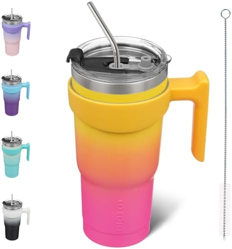 BJPKPK 20 oz Tumbler with Handle & Straw, Insulated Stainless Steel Mug