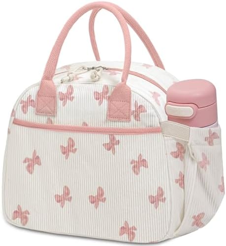 Carry bloom Lunch Box for Women, Insulated Lunch Bag Cute Corduroy Lunchbag