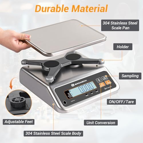 Food Scale Pound and Ounce, Rechargable, Commercial Grade, Stainless Steel Platform, for Meat Shop, Deli, Produce Market (66lb)