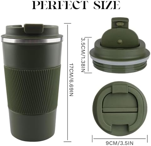 Insulated Travel Coffee Mug, Stainless Steel Coffee Cup with Leakproof Lid