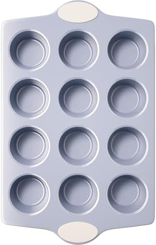 BRONYPRO 12-Cup Ceramic Nonstick Muffin Pan & Cupcake Tin, Cream White