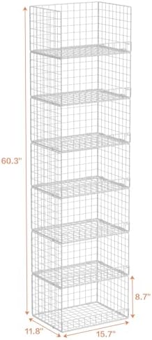 Yociyoga 7-Tier Stackable Closet Organizers and Storage Shelves, Foldable Closet Shelf Organizer System, Stackable Storage Bins Drawers for Closet Organizer System, White（Patent No. 30022416）