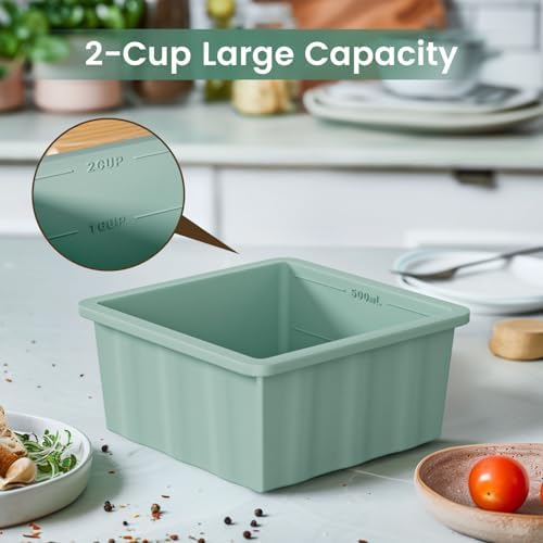 Silicone Freezer Tray for Soup Ice Cubes: 2-Cup Freezing Trays with Lid for Meal Prep - 4Pack Silicon Soup Portion Freeze Tray Make Stock Souped Ice Cube
