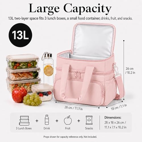 Lunch Bag for Women Large Insulated Lunch Box Double Deck Puffer Lunch Tote