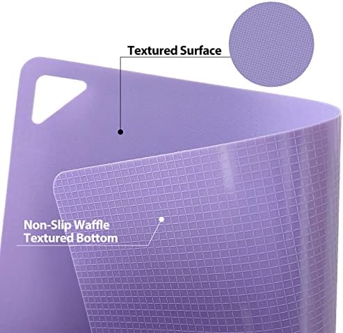 WK Flexible Plastic Cutting Boards for Kitchen, Cutting Board Mats Set of 5, Nonslip Cutting Board for Meat, Thin Cutting Sheets with Hole, Dishwasher Safe, BPA Free, 14.5x11.5"