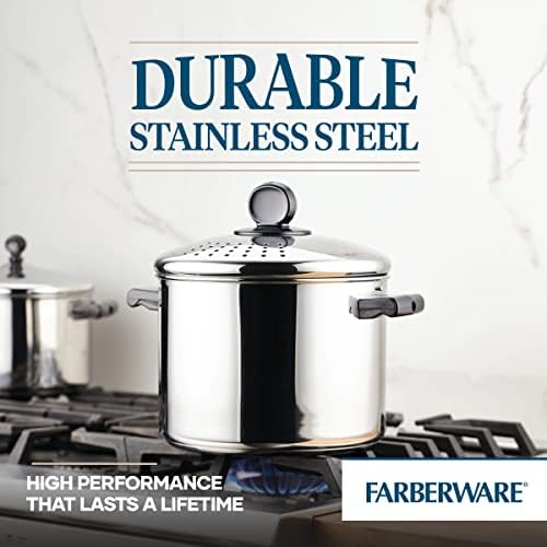 Farberware Classic Series Stainless Steel Pot with Lid, 8-Qt