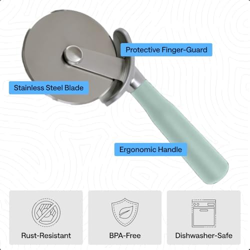 GORILLA GRIP Patented Stainless Steel Large Pizza Cutter Wheel, Mint