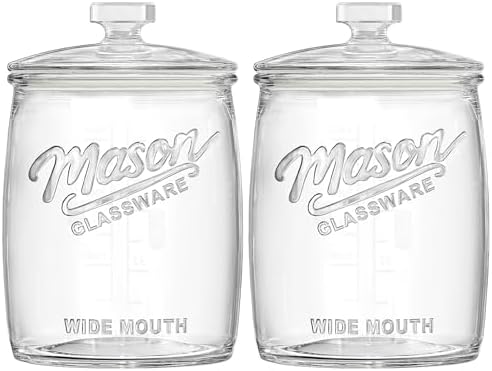 2 Pack Cookie Jar, 1 Gallon Glass Jar with Airtight Lids for Flour
