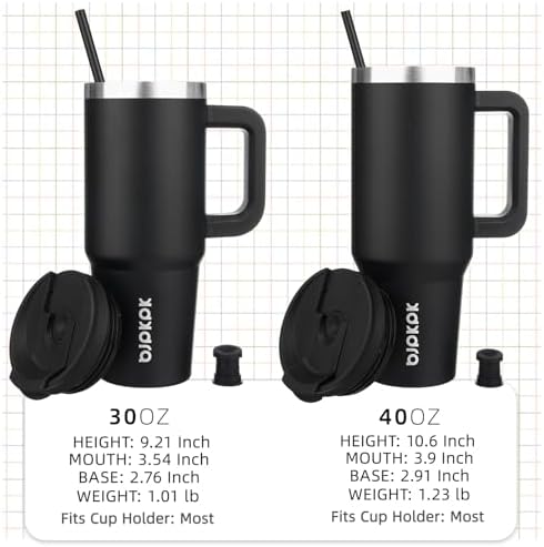 BJPKPK 30 oz Insulated Tumbler with Handle & Straw, Stainless Steel