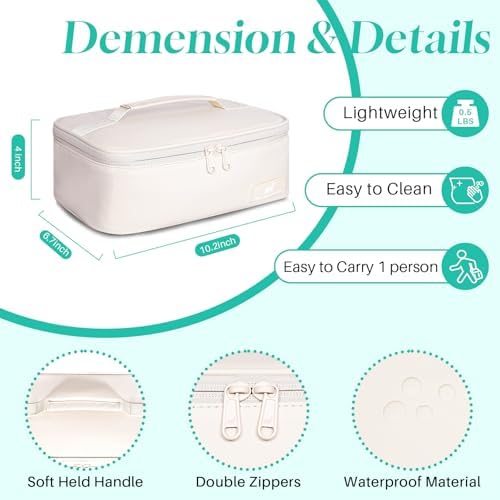 NOL Insulated Lunch Bag for Adults – Compact Cooler Lunch Box with Food-Grade Lining, Waterproof Lunch Bag for Work, Travel | Portable Thermal Meal Tote with Handle, Cream