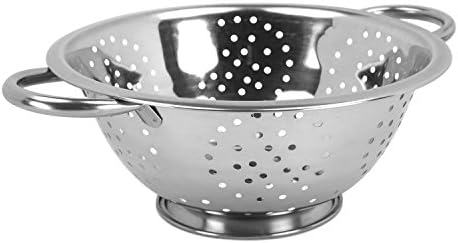 Metal Colander With Stainless Steel Finish By Home Basics, 5 QT | Medium Colander | With Easy-Grip Handles | Strainers and Colanders Perfect For Pasta and Veggies