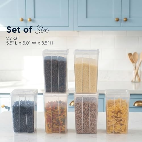 IRIS USA Food Storage Containers Set, 2.7 Qt - 6 Pack, Food Grade Plastic