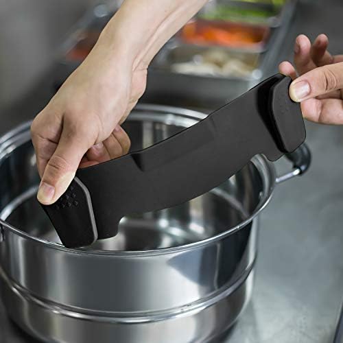 AUOON Clip On Strainer Silicone for All Pots, Standard 8.86 x 3.55in, Black