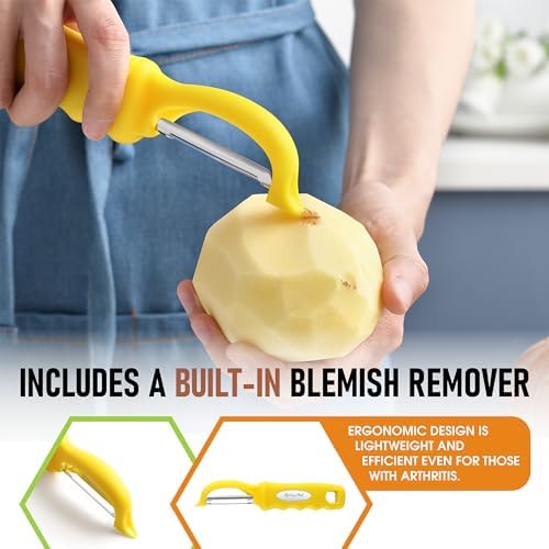 Spring Chef Swivel Potato Peeler with Soft Grip Handle, Set of 2, Yellow