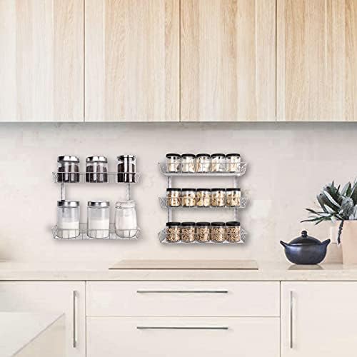 SWOMMOLY Wall Mount Spice Rack Organizer, 9-Tier Adjustable Dual-Use Shelf