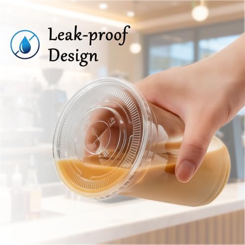 16oz 50 Pack Plastic Cups with Lids and Straws