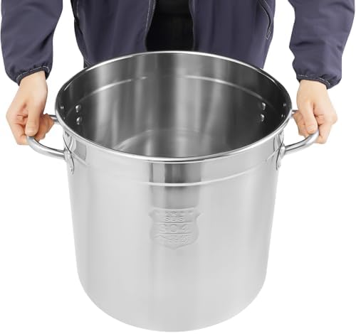 35 Quart 304 Stainless Steel Stockpot Commercial Large Stock Pot with Lid & Handles, Cookware Soup Pot for Boiling Cooking Stew, Induction Cooking Pot for Home Restaurant Hotel (33L/35Qt)